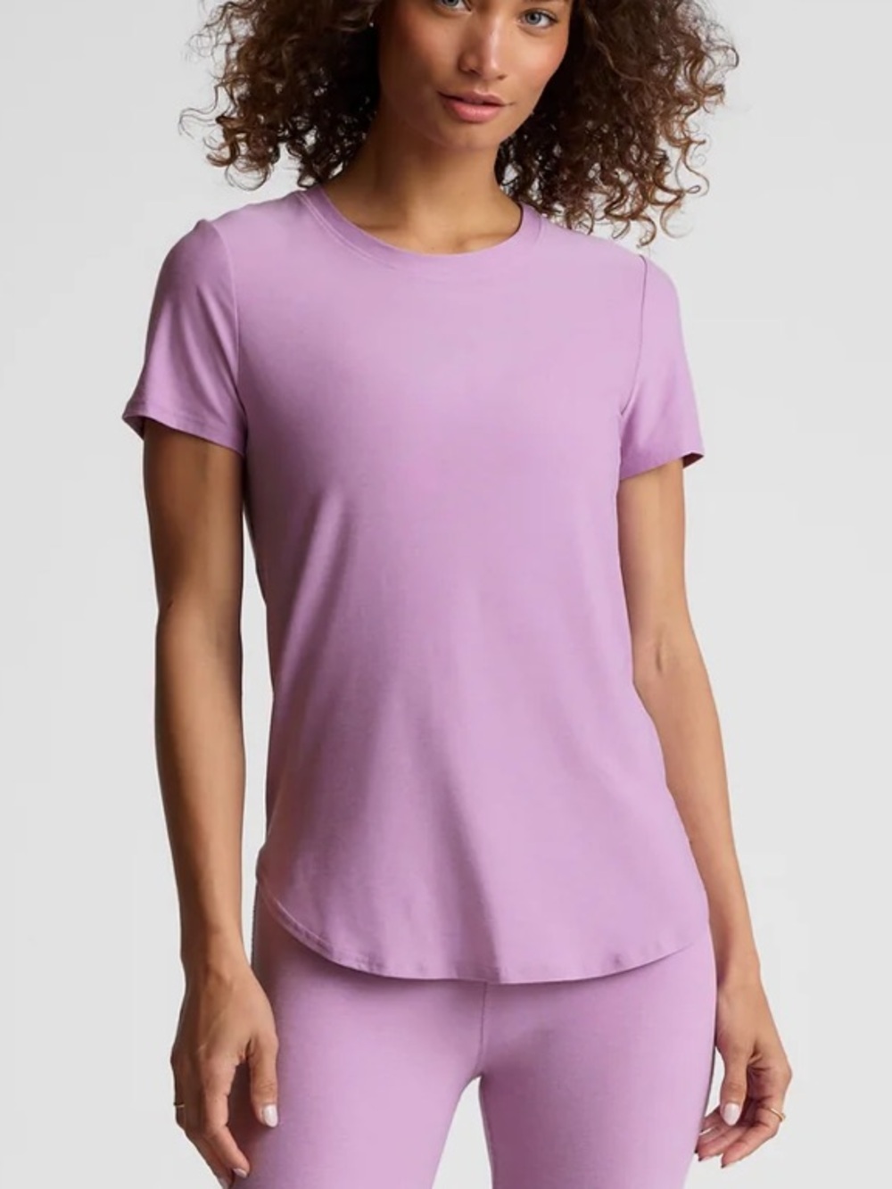 Beyond Yoga Featherlight On the Down Low Tee Lilac Petal Size XS